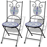 thumbnail of Set de mesa y sillas de jardín 3 pzas con mosaico azul y blanco