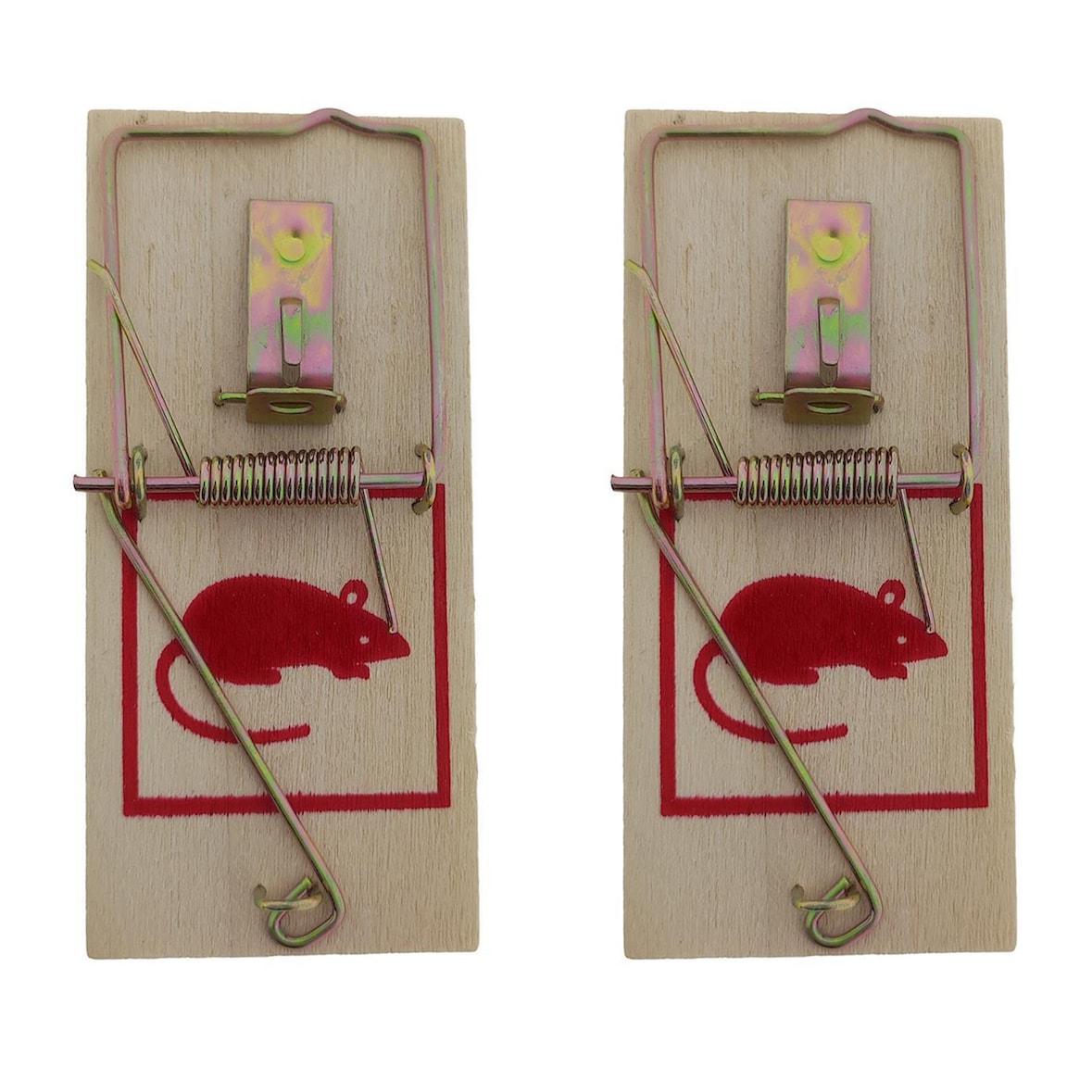 Mausefalle aus Holz 2er Set - Klassische Fallen für effektive Mäusebekämpfung - Nagerfalle braun 95x48mm