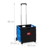 thumbnail of Relaxdays Einkaufstrolley klappbar, Teleskop-Griff, 2 Gummi Rollen, bis 35 kg, Shopping Trolley, Aluminium, ABS, blau