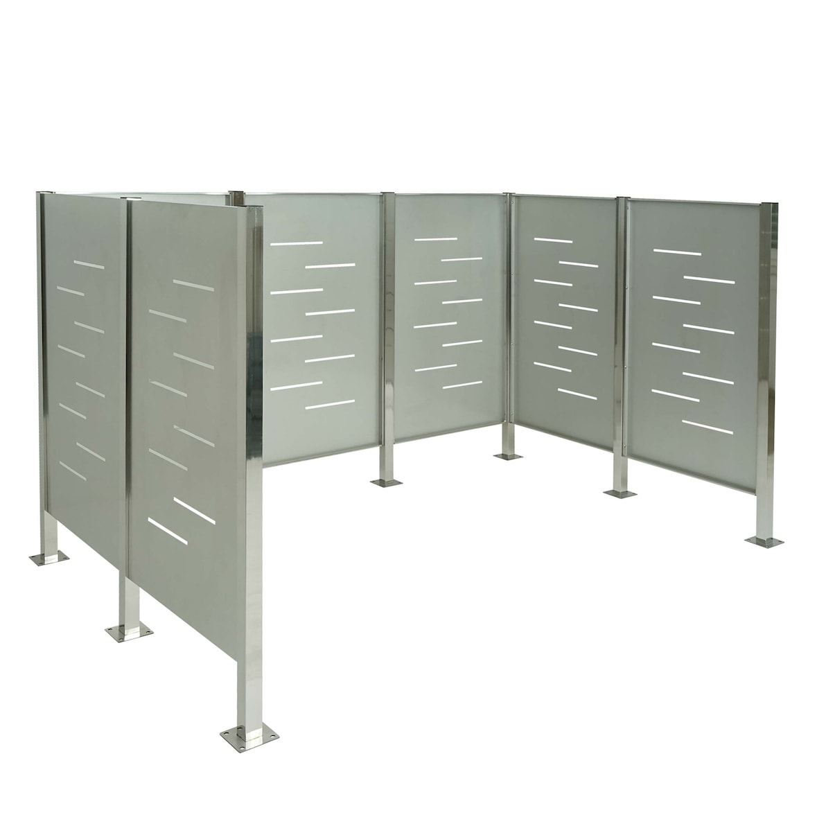 Valla para cubos de basura HWC-J55, cubierta para cubos de basura, almacenamiento de cubos de basura, 150x243x163 metal ~ acero inoxidable