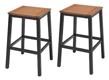 METRO PROFESSIONAL Set di 2 sgabelli da bar Lynx, alluminio/legno di eucalipto, nero