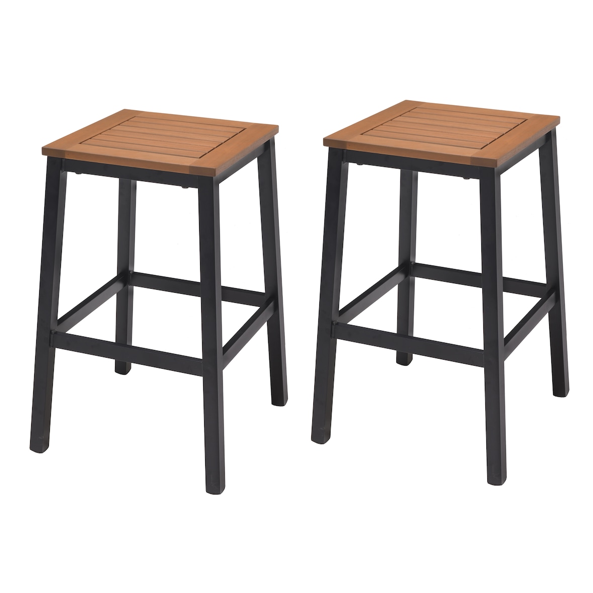 METRO PROFESSIONAL Set di 2 sgabelli da bar Lynx, alluminio/legno di eucalipto, nero