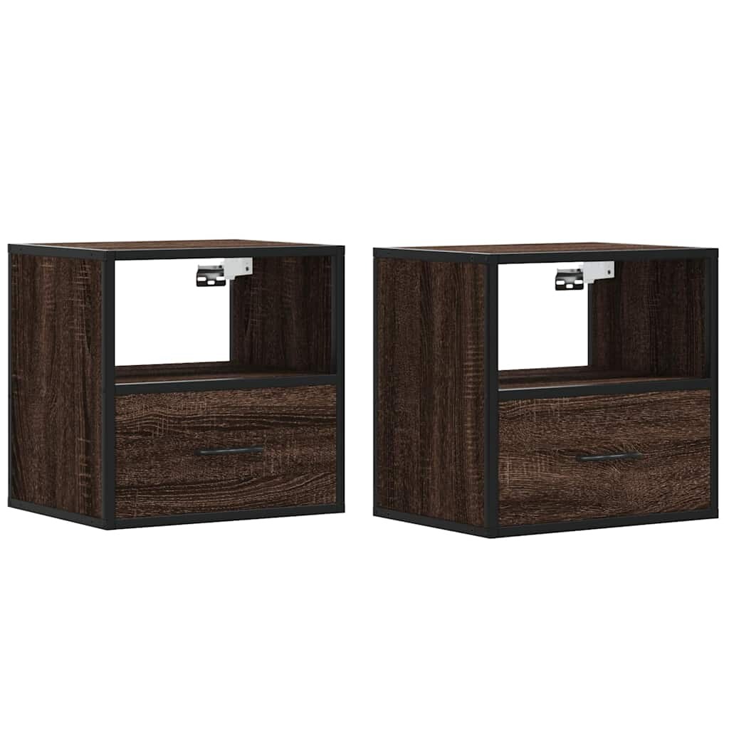 vidaXL Wand-Nachttische 2 Stk. Braun Eichen-Optik 40x31x39,5 cm