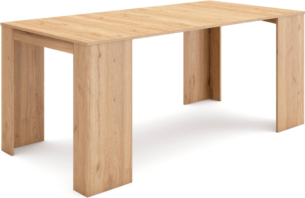 Ausziehbarer Konsolentisch, 180x90x77cm, Für 8 Personen, Esstisch, Moderner Stil, Eiche _ 153_3