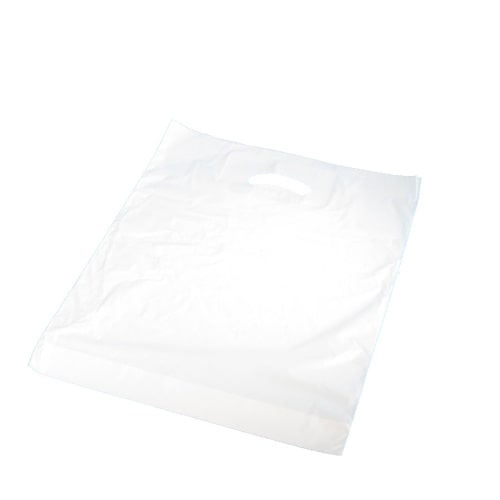 1000 Grifflochtragetaschen Plastiktüten mit DKT Griffloch Mischfolie MDPE 14my 38+5x45cm