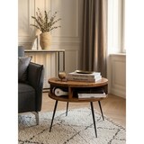 thumbnail of Couchtisch Sheesham Massivholz / Metall 60x45x60 cm Tisch Wohnzimmer, Design Beistelltisch mit Ablage, Kleiner Wohnzimmertisch Rund