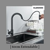 thumbnail of JANA | Torneira de cozinha extraível de aço inox premium preto mate | Torneira misturadora arco alto | T gastro alta pressão 360° giratória 2 conexões