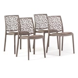 thumbnail of Lot de 4 chaises en polypropylène avec coussin, empilables, design moderne pour cuisine, salle à manger, bar ou restaurant – Anna – Taupe/Taupe