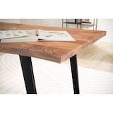 thumbnail of Schreibtisch Massiv Baumkante Industrial | 160x80cm Akazienholz | Goldbraun-Schwarz | Handarbeit & U-Metallgestell | Atoll Kollektion | Kadima Design