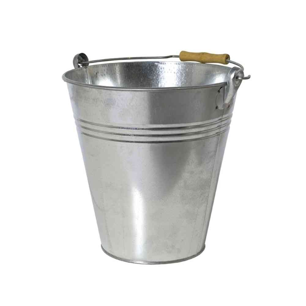 SIENA GARDEN   Eimer mit Holzgriff 10l, Stahlblech silber, verzinkt