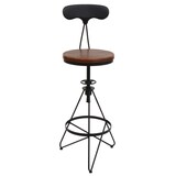 thumbnail of 2er-Set Barhocker mit Lehne | Sitzhöhe 64-83cm | höhenverstellbar drehbar Fußablage | Industrial Metall Holz | Braun | Gestell Schwarz | Barstuhl