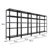 thumbnail of Mega Deal | 4x Schwerlastregal Ares| HxBxT 180x90x40cm | Fachlast 125 kg | Schwarz
