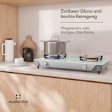 thumbnail of Barzona Campingkocher | 2 Brenner | 3,4 kW & 4,3 kW | Glasplatte | Edelstahl | mobil einsetzbar Weiß