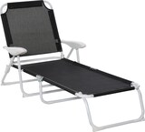 thumbnail of Outsunny Tumbona Reclinable y Plegable de Jardín con Respaldo Ajustable en 4 Posiciones Marco de Metal TextelineTranspirable 160x66x80 cm Negro