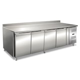 thumbnail of Tavolo refrigerato 4 porte con piano liscio con alzatina temperatura +2°C / + 8°C Dimensioni 223x70x95 cm GN4200TN