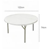 thumbnail of Pack 10 Mesas Redondas Plegables 122 cm Blanca - Tablero HDPE Antimanchas - Estructura Acero 25 mm - 4 Personas - Hostelería Catering Eventos
