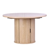 thumbnail of Table ronde extensible en mélaminé effet bois avec base de rangement, design élégant et fonctionnel, Ø120/160 cm, pour cuisine et séjour – ASCANIO