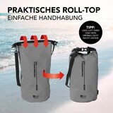Wasserdichte Tasche mit Rollverschluss.