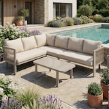 thumbnail of Merax tuinlounge, 2-zitsbank met kussens en touwvlechtwerk, outdoor, beige
