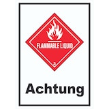 thumbnail of Schild Entzündbare flüssige Stoffe Achtung Flammable Liquid hochkant A0 (841x1189mm)