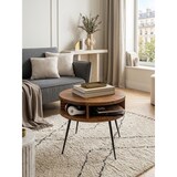 thumbnail of Couchtisch Sheesham Massivholz / Metall 60x45x60 cm Tisch Wohnzimmer, Design Beistelltisch mit Ablage, Kleiner Wohnzimmertisch Rund