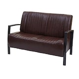 thumbnail of 2er Sofa HWC-H10, Couch Zweisitzer, Metall Kunstleder Industrie-Design ~ vintage braun