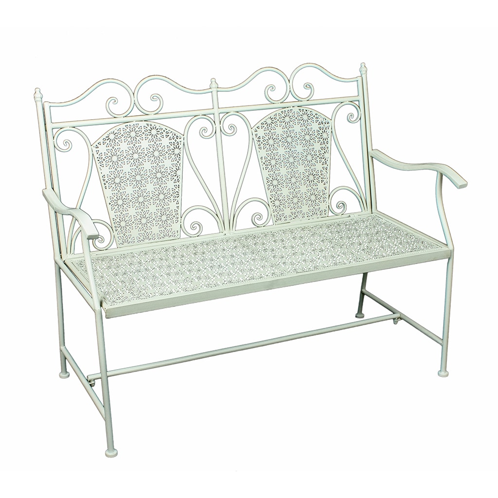Bank Metallbank Parkbank Gartenbank Garten Terrasse Weiß Eisen