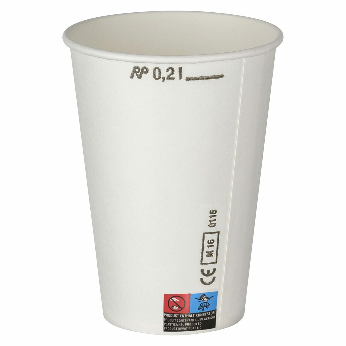 400x Kaltgetränkebecher Pappbecher weiß mit CE Eichstrich 200 ml