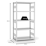 thumbnail of PROREGAL Fachbodenregal Stecksystem | Grundregal | HxBxT 200x100x50cm | 5 Ebenen | Fachlast 330 kg | Beidseitig nutzbar | Lichtgrau