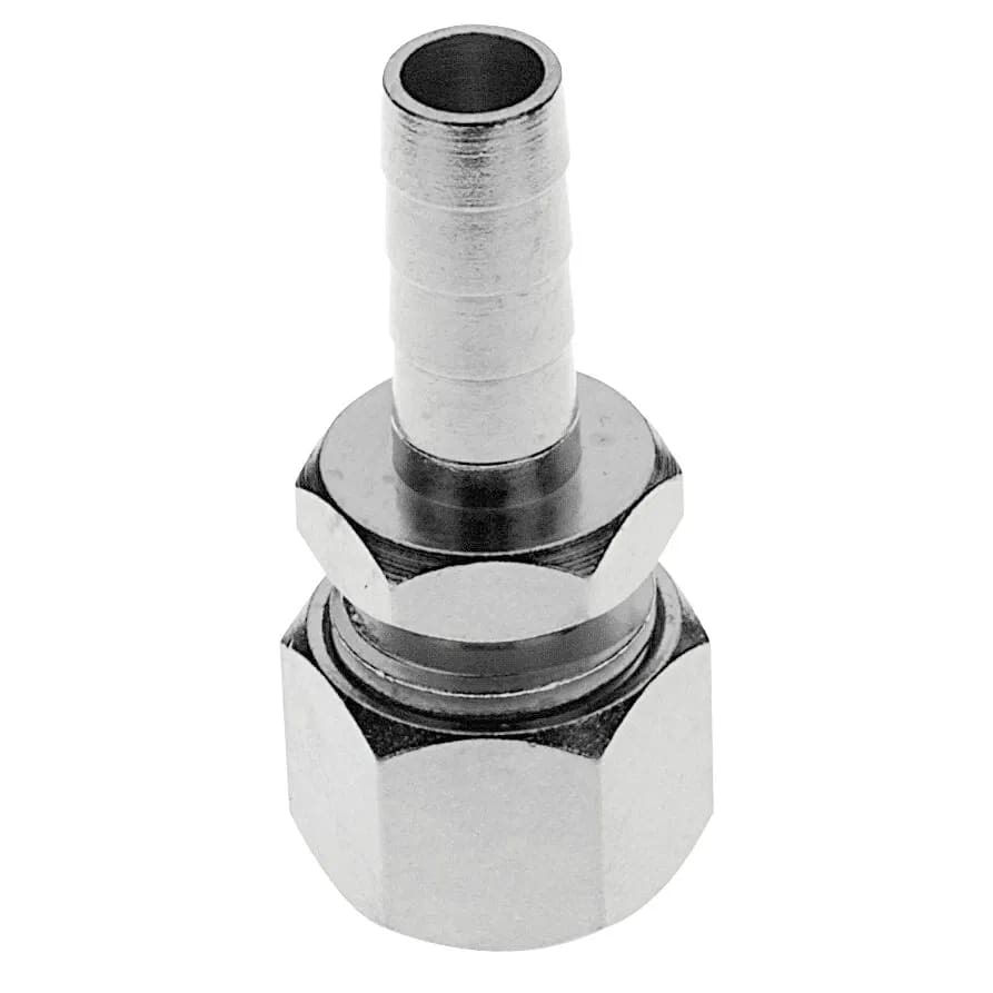 Quetschverschraubung, Compression fitting - Edelstahl, mit Schlauchtülle für Bierschlauch NW 7 mm