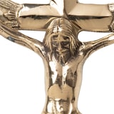 thumbnail of Wandkreuz Inri Kruzifix mit Jesus Christus Figur auf Kreuz aus Metall Messingfarben