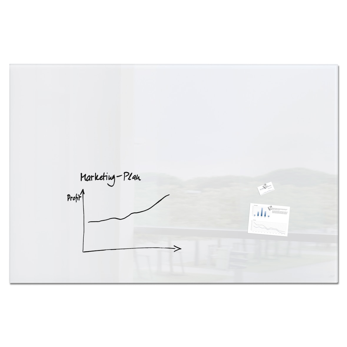 Sigel GL230 Glas-Whiteboard / große Glasmagnettafel Artverum, 120x180 cm, super-weiß