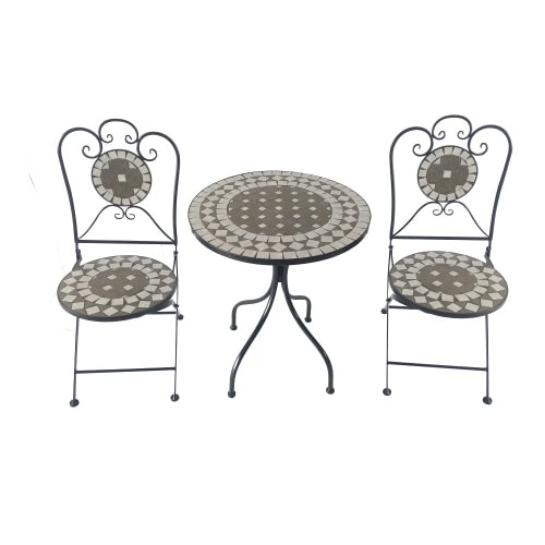 Mosaik Eisen Set Gartenset Gartengruppe Sitzgruppe Gartenmöbel klappbar 3tlg. : Komplett-Set