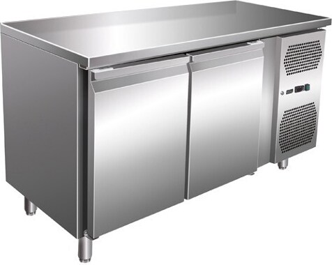 Gastro Edelstahl Kühltisch Kühltheke 2 Türen 115 L -2/+8°C Umluftkühlung