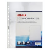 thumbnail of SIGMA Busta a foratura, A4, 60 µ, trasparente, superficie cristallina, plastica, 100 unità