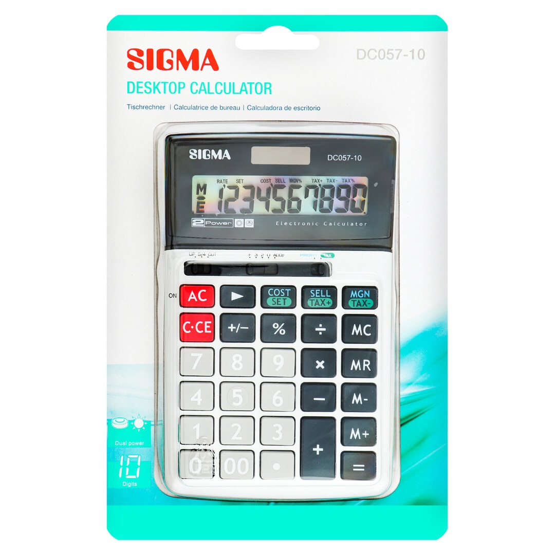 SIGMA Taschenrechner DC700, Metall/Kunststoff, 15.4 x 20.9 cm, 12-stelliges Display, silber