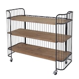 thumbnail of Carrello HWC-A43, carrello di servizio, legno massiccio di abete vintage 84x98x36cm