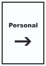 thumbnail of Personal Schild mit Text und Richtungspfeil rechts hochkant A0 (841x1189mm)