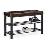 thumbnail of Relaxdays Schuhbank, 6-8 Paar Schuhe, Schuhregal zum Sitzen, Kunstleder-Polster, HxBxT: 49 x 81 x 31 cm, 2 Etagen, braun
