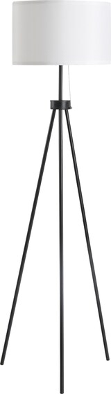 thumbnail of Stehlampe Standleuchte E27 Schwarz 37x37x152 cm mit Stativdesign 3 m Kabel Pedalschalter Stahlrahmen und klassischem Lampenschirm