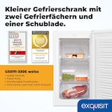 thumbnail of Exquisit Gefrierschrank GS5111-330E weiss | 63 l Nutzinhalt | 4-Sterne-Gefrieren | Gefrierschubladen | Türanschlag wechselbar | Glasablagen