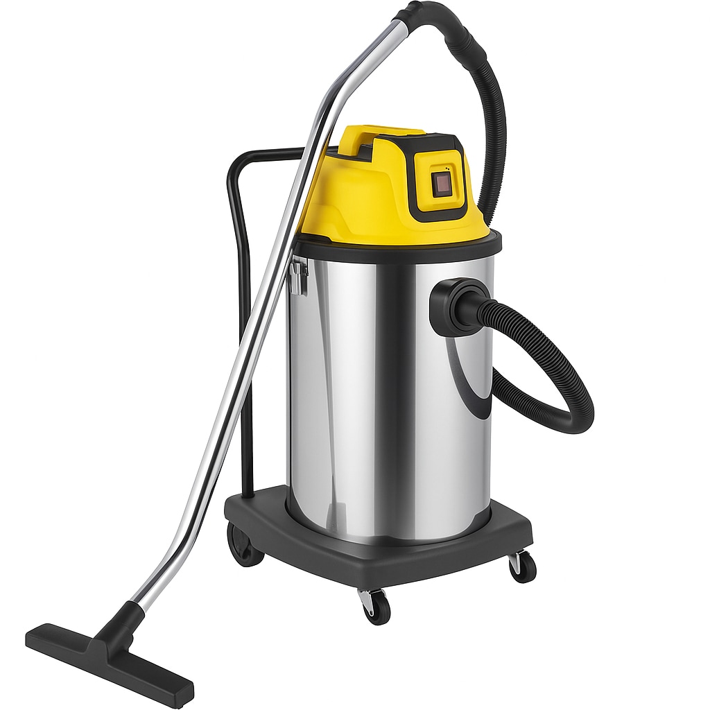 2mGoods 1500W industriestaubsauger 60L Gelb, beutellos mit waschbarem Baumwollfilter gegen Feinstaub