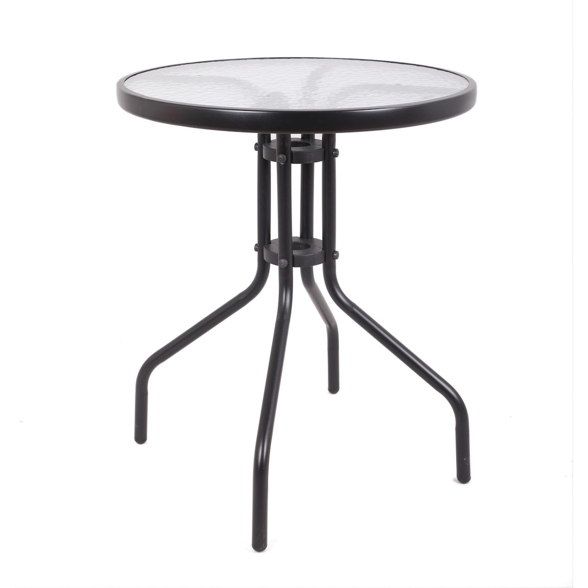 aro Mesa Bistro, acero/vidrio, Ø 60 x 70 cm, redonda, marrón