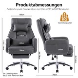 thumbnail of Bürostuhl ergonomisch drehbar mit Fußstütze Dunkelgrau 118x69x78 cm verstellbare Rückenlehne bis 155 Grad Lendenstütze Kopfstütze