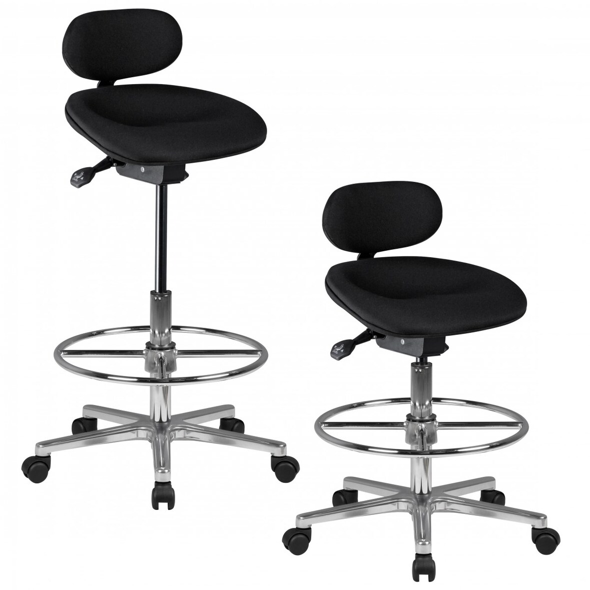 Modena Arbeitsstuhl: Höhenverstellbare Sitzfläche/Rückenlehne, `Pu`-Formschaum, Aluminium-Fußkreuz, drehbar. 60x60x114 cm | Kadima Design