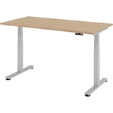 thumbnail of bümö elektrisch höhenverstellbarer Schreibtisch 160x80 cm in Eiche, Gestell silber - Schreibtisch höhenverstellbar elektrisch mit Memory-Steuerung,
