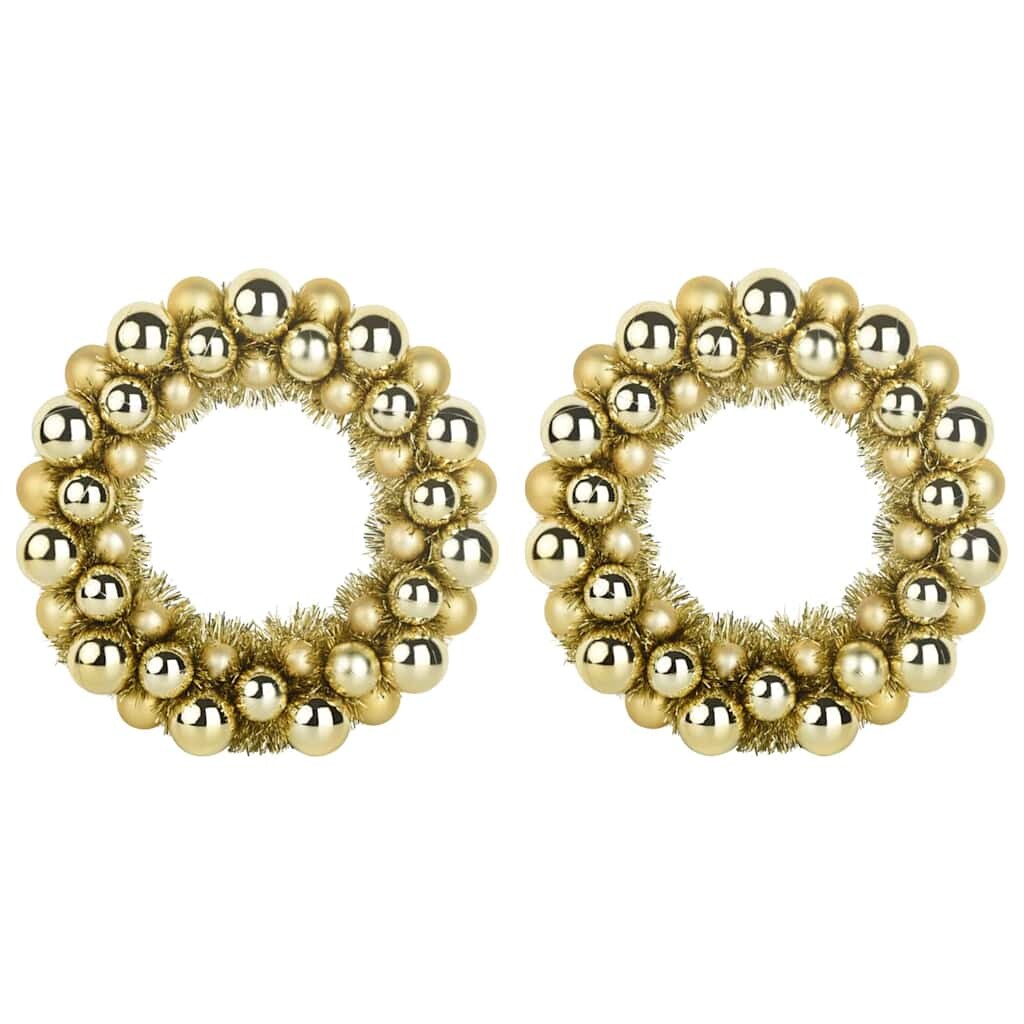 vidaXL Weihnachtsballkränze 2 pcs Gold 33 x 33 x 7 cm Polystyrol
