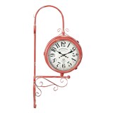 thumbnail of Orologio bifacciale da parete tipo stazione in ferro finitura rosso anticato | miglior qualità orologio design