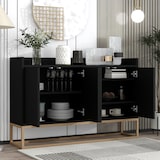 thumbnail of Merax Modernes Sideboard im minimalistischen Stil 4-türiger griffloser Buffetschrank für Esszimmer, Wohnzimmer, Küche Schwarz