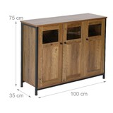 thumbnail of Relaxdays Küchenschrank mit Glastüren, HxBxT: 75 x 100 x 35 cm, 6 Fächer, Sideboard Küche, Holzoptik, braun/schwarz